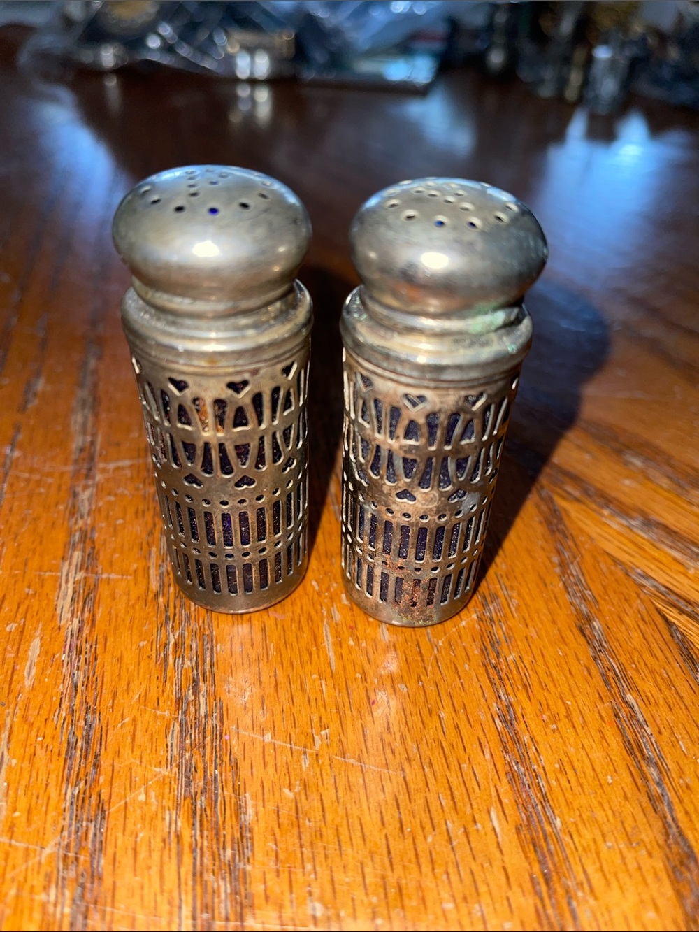 19th century Victorian silver set salt and pepper shakers 1850’s England